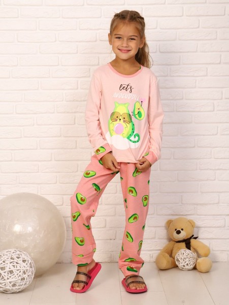 Пижама Кошка авокадо дл. рукав - розовый (Н)