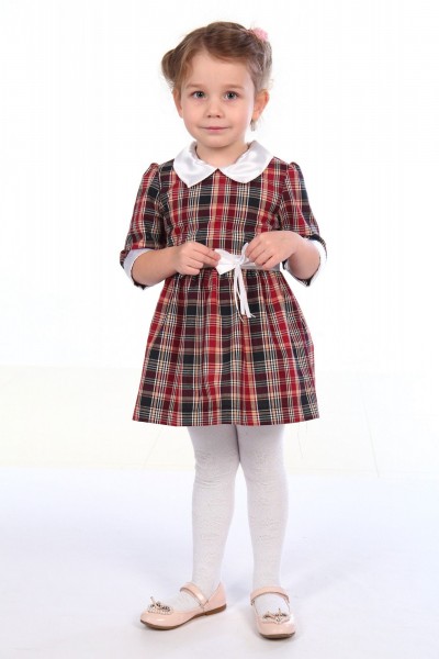 Д0036 Платье детское шотландка коричневый (А)