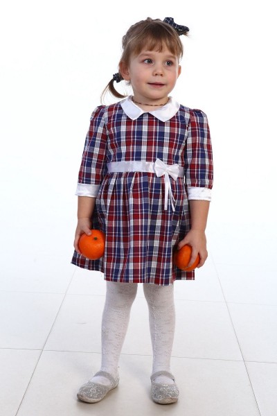 Д0036 Платье детское шотландка фиолетовый (А)