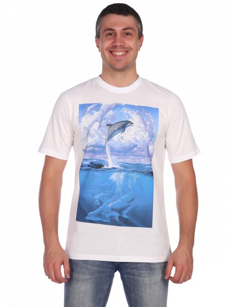 МТ0438-1 Футболка мужская Дельфин кулирка белый (А)