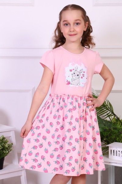 Платье Лапочка дочка короткий рукав детское - розовый (Н)