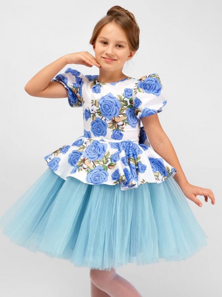 Платье нарядное для девочки SP2010 - голубой (Н)