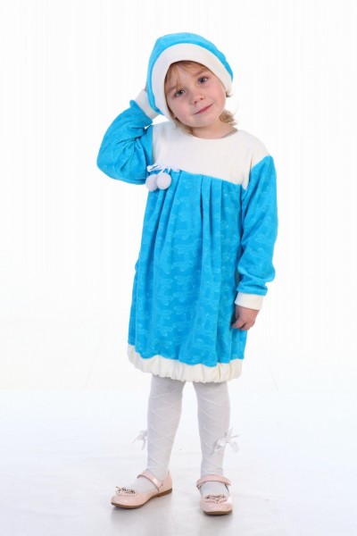 Д0016 Платье детское велюр голубой (А)