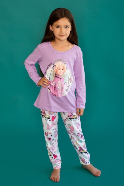 Пижама 22762 Barbie дл. рукав - лиловый (Н)