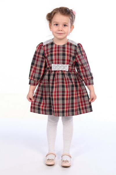 Д0035 Платье детское шотландка коричневый (А)
