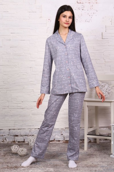 Пижама-костюм для девочки арт. ПД-006 - звери на сером (Н)