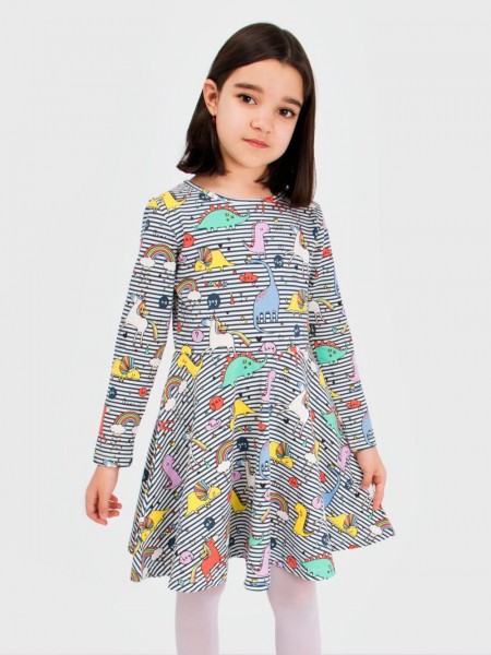 Платье трикотажное для девочки SP5915-25 - комбинированный (Н)