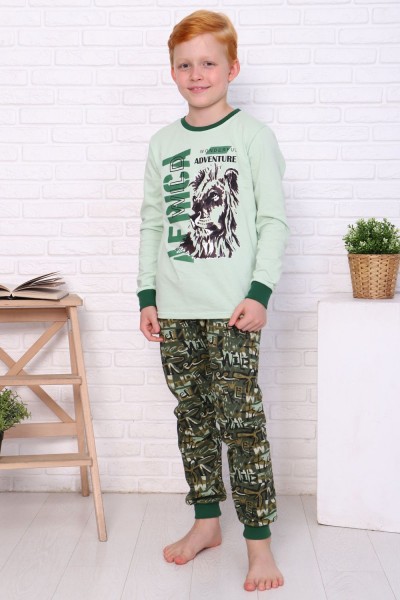 Пижама Охотник длинный рукав детская - зеленый (Н)