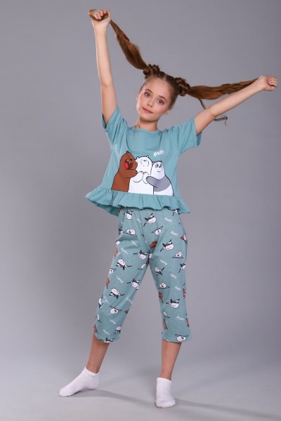 Пижама для девочки Три медведя арт. ПД-021-047 - бирюза (Н)