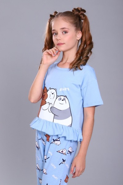 Пижама для девочки Три медведя арт. ПД-021-047 - голубой (Н)