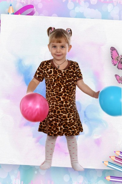 Д0028 Платье детское велюр леопардовый (А)
