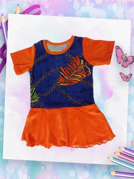 Д0028 Платье детское велюр оранжевый (А)