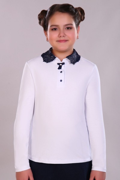 Блузка для девочки Рианна Арт.13180 - белый-темно-синий (Н)