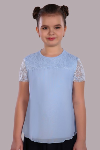 Блузка для девочки Анжелика Арт. 13177 - светло-голубой (Н)