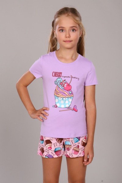 Пижама для девочки Кексы арт. ПД-009-027 - светло-сиреневый (Н)