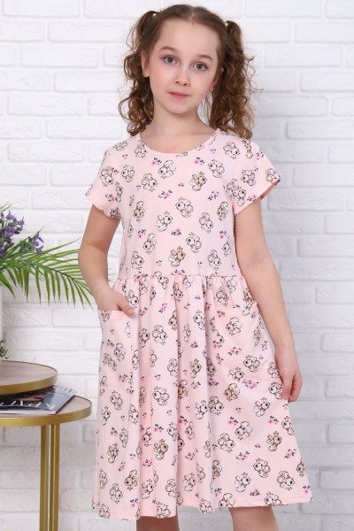 Платье Орешек короткий рукав детское - светло-розовый (Н)
