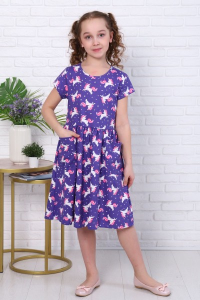 Платье Пурпур короткий рукав детское - сиреневый (Н)