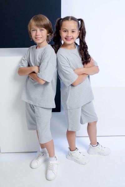 Костюм с шортами детский КД - серый (Н)
