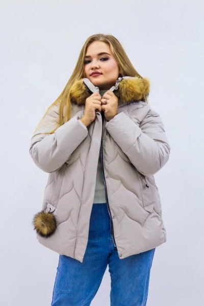 Зимняя женская куртка еврозима-зима 2879 - бежевый (Н)