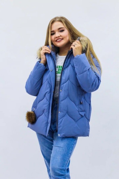 Зимняя женская куртка еврозима-зима 2879 - голубой (Н)