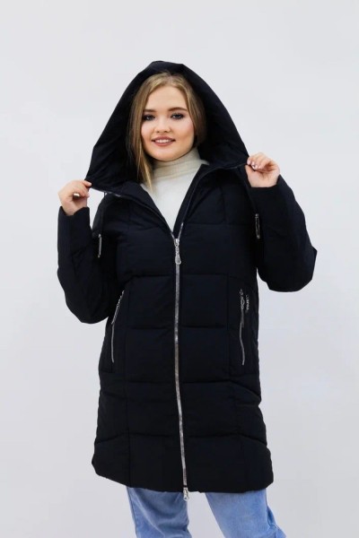 Зимняя женская куртка еврозима-зима 2830 - черный (Н)