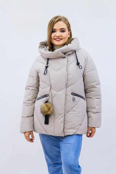 Зимняя женская куртка еврозима-зима 2876 - бежевый (Н)