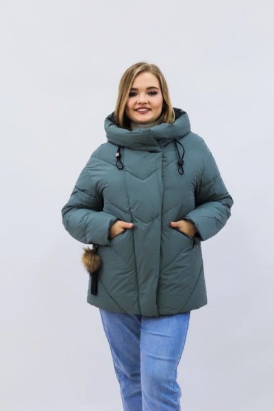 Зимняя женская куртка еврозима-зима 2876 - бирюзовый (Н)