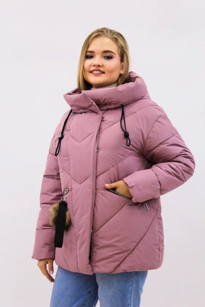 Зимняя женская куртка еврозима-зима 2876 - розовый (Н)
