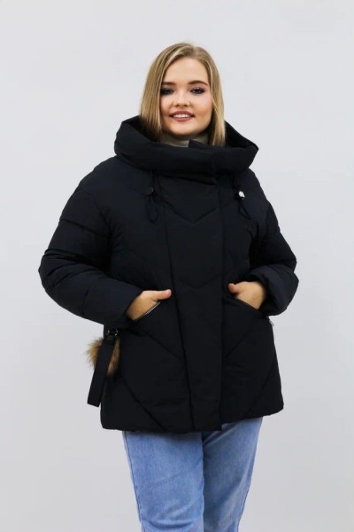 Зимняя женская куртка еврозима-зима 2876 - черный (Н)