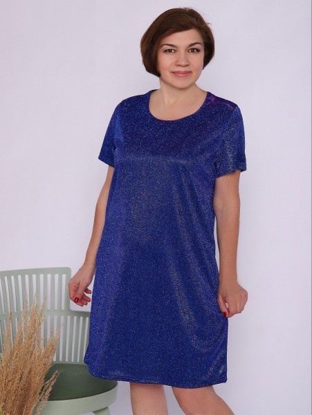 М0633 Платье женское люрекс синий (А)