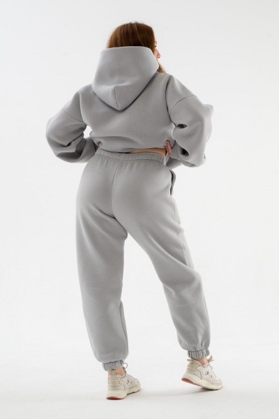 Брюки 89603 с начесом теплые костюмные - светло серый (Н)