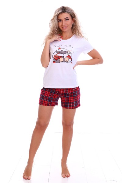 Пижама с шортами Фантазия 0-025 - красн,бел (Н)